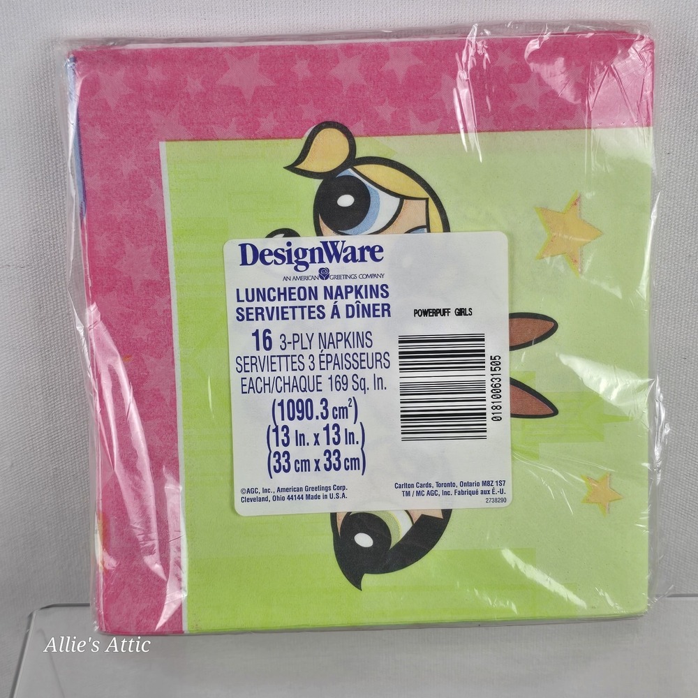 Powerpuff Girls Napkins Vintage Birthday Party Decor 16 Count 3-Ply Large 13x13 - Picture 2 of 2